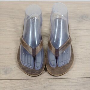 Reef Sandals Women 6 Brown Premium Leather Thong Beach Boho Casual Slide Summer